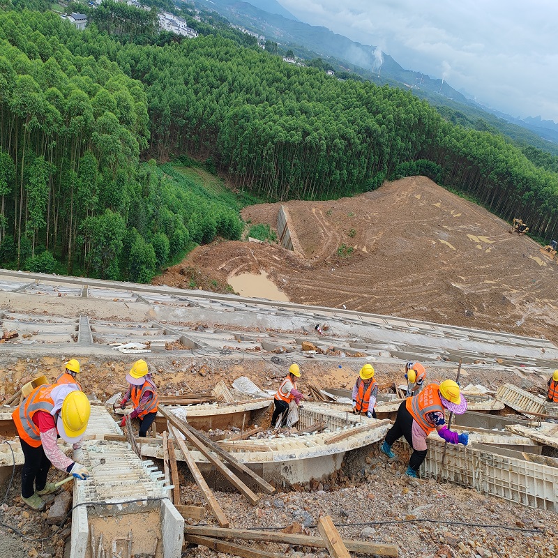 Slope protection construction site