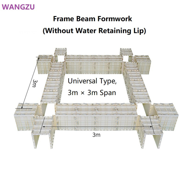 WANGZU Universal Frame Beam Formwork System | Modular Plastic Mold with/without Water Retaining Lip