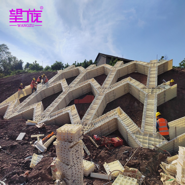 WANGZU Herringbone Skeleton Plastic Formwork | Slope Protection Mold